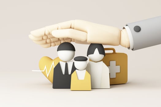 Investing in the form of life insurance and health insurance to manage risks concept. Assurance and insurance finances, health care family and life. pastel background realistic 3d rendering photo