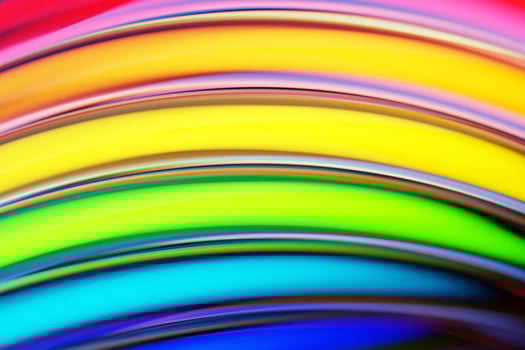 3d illustration of a stereo strip of different colors. Geometric stripes similar to waves. Abstract rainbow   glowing crossing lines pattern photo