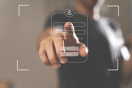 hand touchiing Interface for the member login form photo