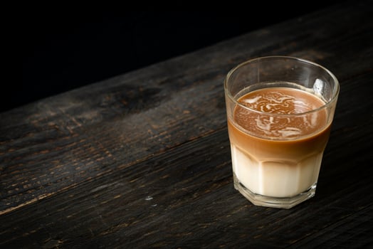 glass of latte coffee, coffee with milk photo