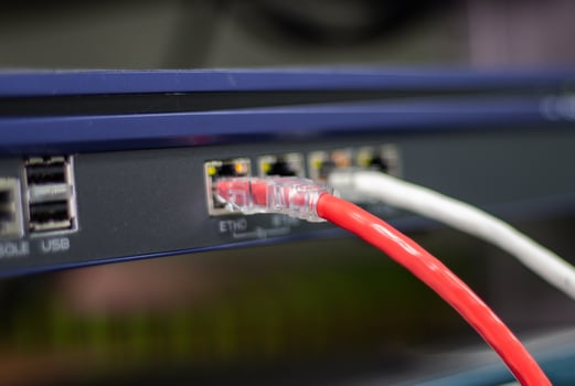 The network cables to connect the port of a switch to connect internet network, concept Communication technology photo