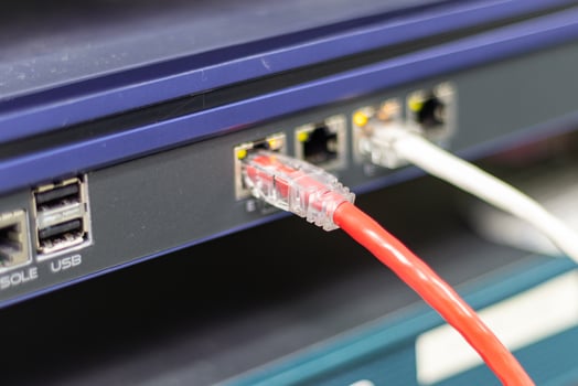 The network cables to connect the port of a switch to connect internet network, concept Communication technology photo