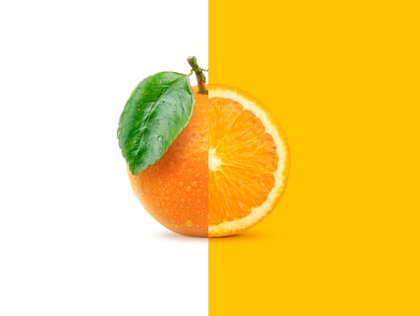 Creative layout made of Orange fruit . Flat lay. Food concept photo