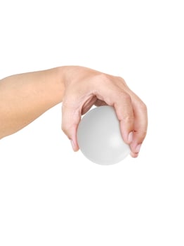 Sphere in hand isolated on white background photo