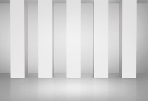 Bright room with windows. 3D render photo