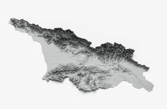 Georgia Map and flag 3d topographic map 3d illustration photo