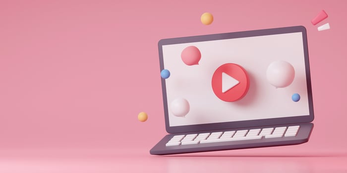3D Labtop make money concept. Viral video make money. 3d rendering photo
