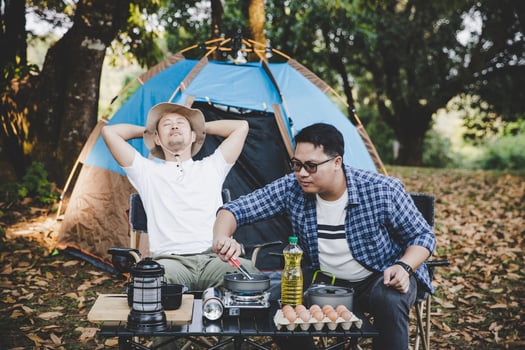 Two best friends go camping photo