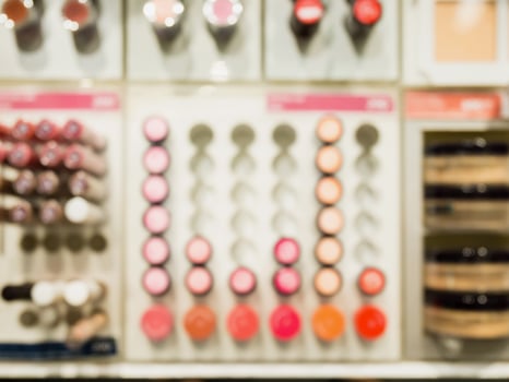 sets of makeup in cosmetics shop photo