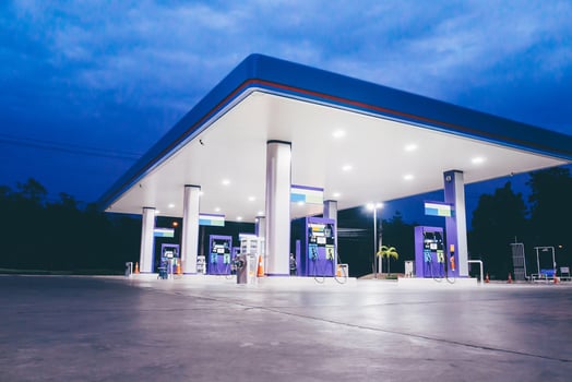 Gas station at night time photo