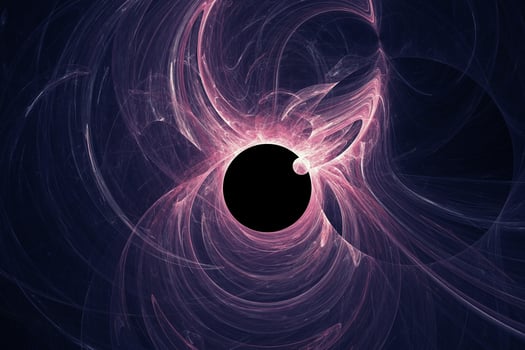 Futuristic dark hole with abstract flowing light waves 3d rendering. Space nebula background photo