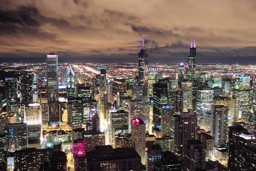 Chicago Urban aerial view at dusk photo