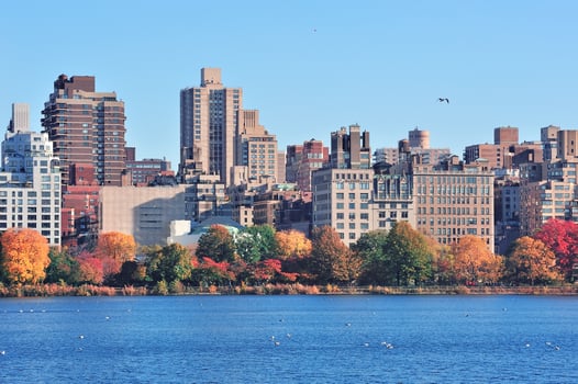 New York City Central Park over lake photo