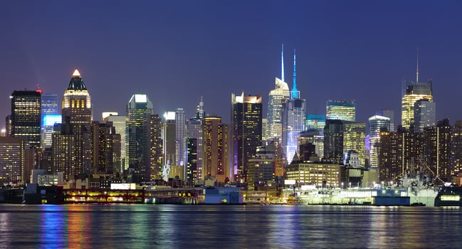 New York City Manhattan midtown skyline at dusk photo