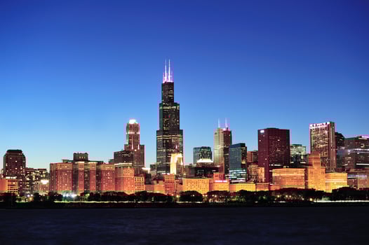 Chicago skyline at dusk photo