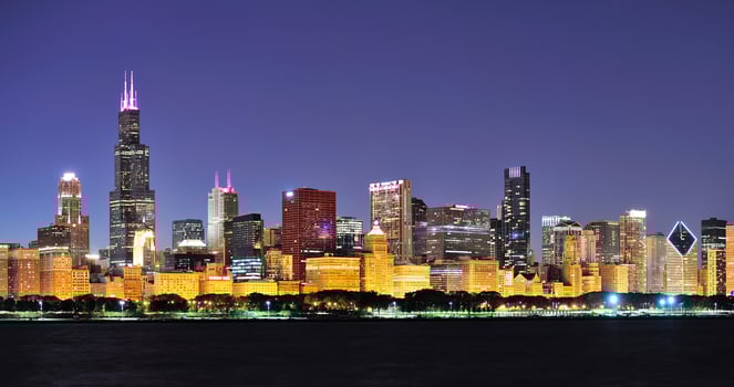 Chicago night panorama photo