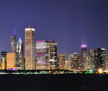 Chicago skyline at dusk photo