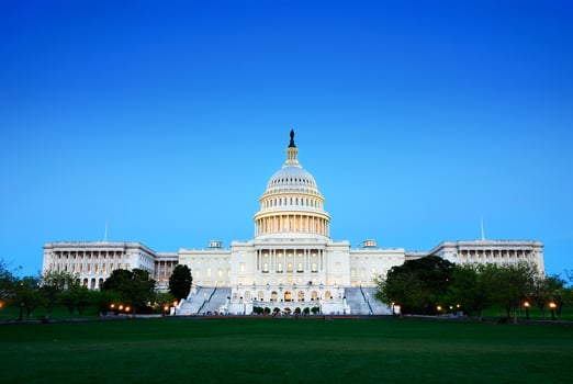 Capitol Hill Building at dusk, Washington DC. photo