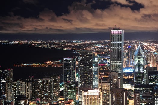 Chicago Urban aerial view at dusk photo