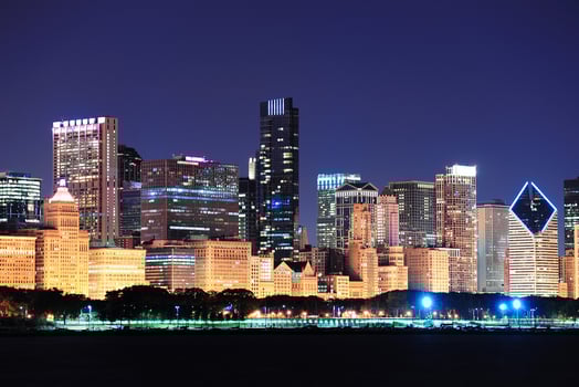 Chicago skyline at dusk photo