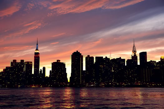New York City Manhattan sunset panorama photo