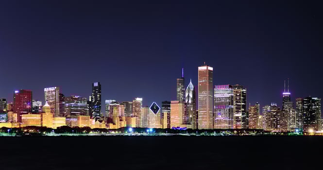 Chicago night panorama photo