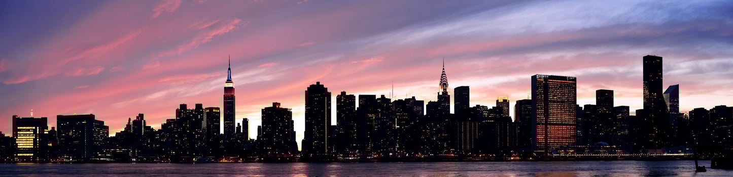 New York City Manhattan sunset panorama photo