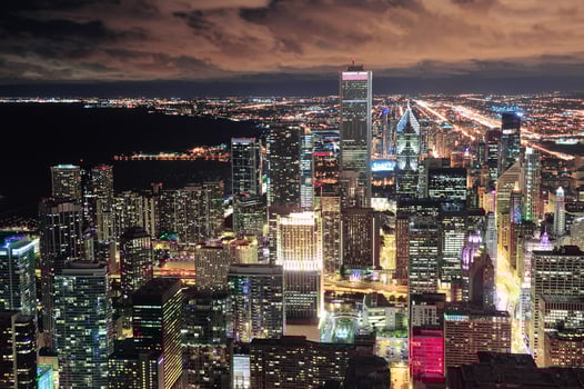 Chicago Urban aerial view at dusk photo