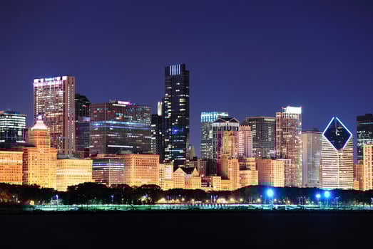 Chicago skyline at dusk photo