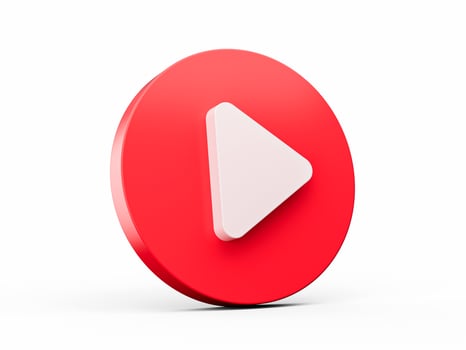 Red play button. Website icon symbol. web button Concept of video, audio playback. 3d illustration photo
