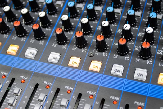 Audio control buttons Sound Control Hi Fi system The audio equipment, control panel of digital studio mixer photo