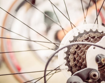 Warm vintage style photo of close up bicycle gear