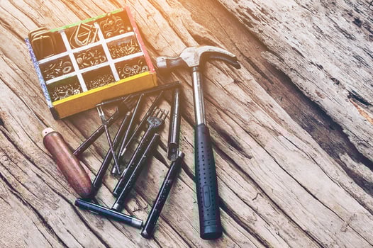 Vintage photo Leathercraft hand sewing tool set