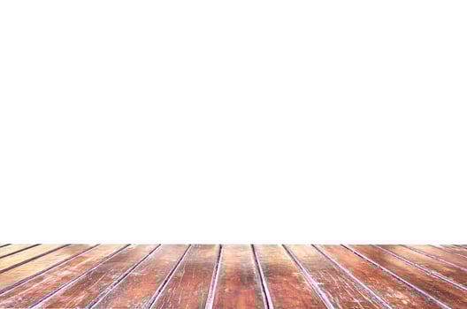 Brown wooden planks isolated over white for foreground use photo