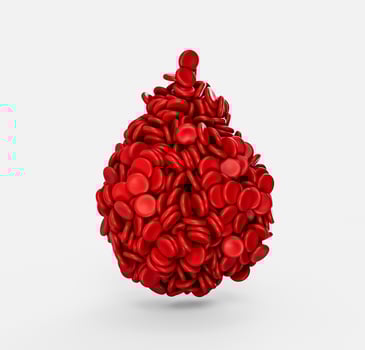 Drop of Red Blood Cells Isolated on white Background 3D Illustration photo