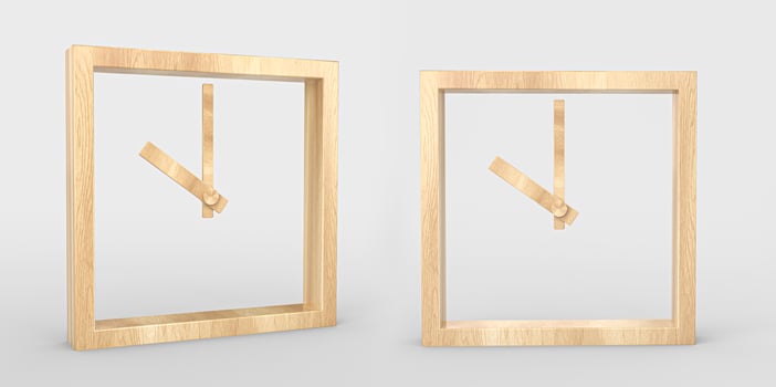 Wooden Square Clock holo minimal design 3d illustration photo