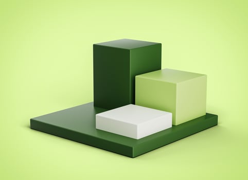 Three podiums standing. Minimal scene. three green podiums 3d illustration photo