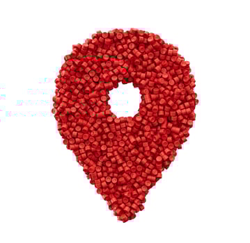 Red Location icon made with plastic PVC Polymers 3d illustration photo