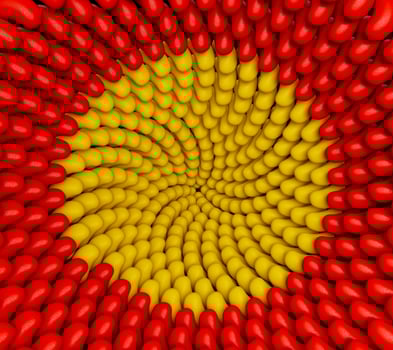 Jelly beans candies Spiral background Abstract Red and Yellow Jelly swirl Spiral round candies 3d Illustration photo