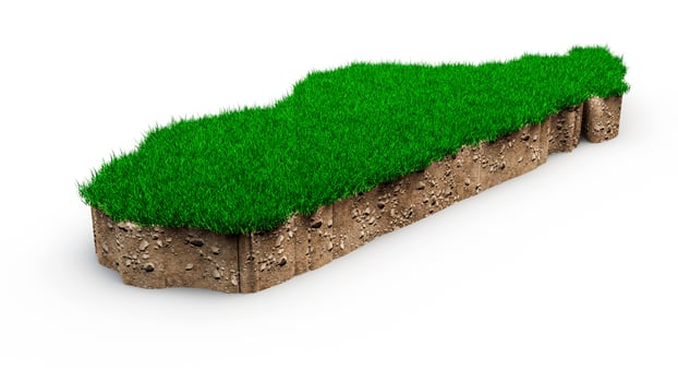 Madagascar Map soil land geology cross section with green grass and Rock ground texture 3d illustration photo