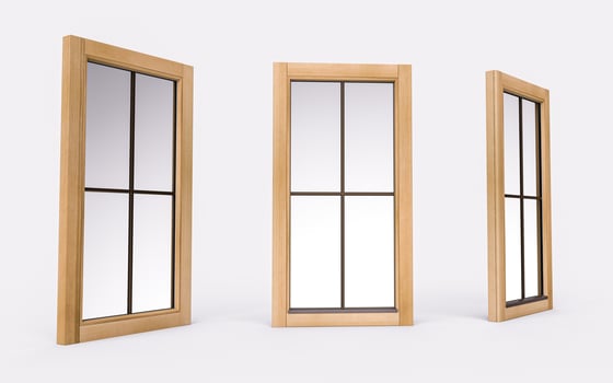 Vertical rectangle wooden window isolated on white background 3d illustration photo