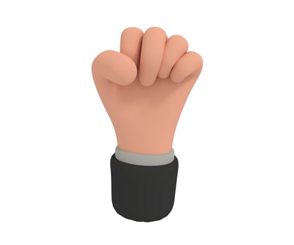 3d illustration of cartoon hand make Punch Hand Gesture photo