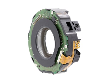 Ring  of camera lens isolated on white background photo