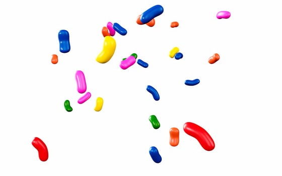 Delicious color jelly beans falling on white background color chewy Jelly Beans 3d illustration photo