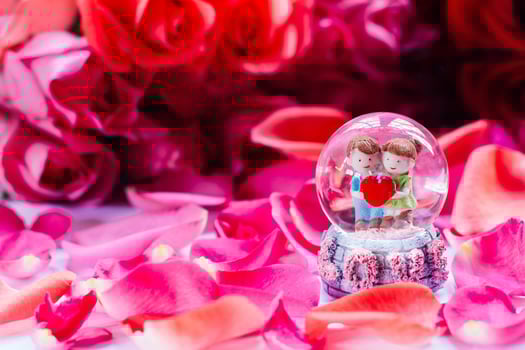 Happy valentine, love surrounding by red rose photo