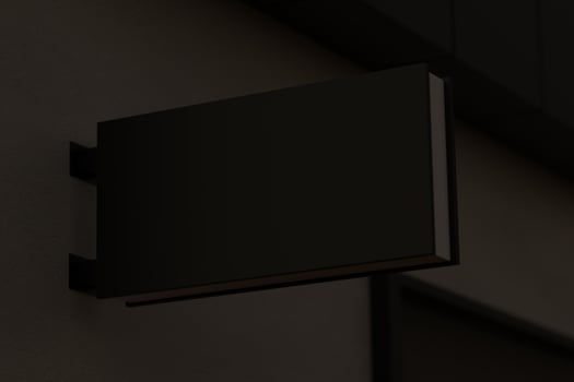 wall signage logo mockup with night light photo