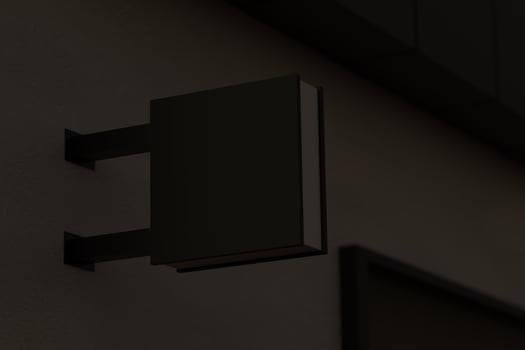 wall signage logo mockup with night light photo