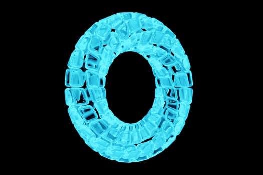 3D illustaration of a blue crystal torus. Fantastic cell.Simple geometric shapes photo