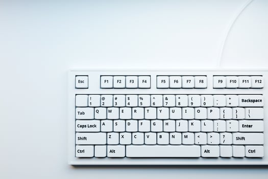 3d illustration, close up of the realistic computer or laptop keyboard  on  white background .  Gaming keyboard with LED backlit photo