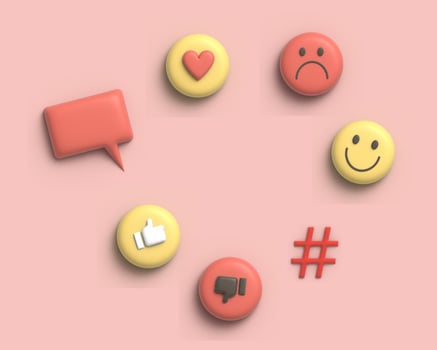 cute 3d illustration social media feedback of positive and negative from customer photo